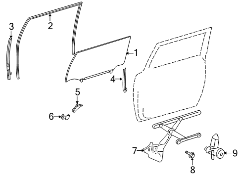 2008 Toyota FJ Cruiser Front Door - Glass & Hardware Run Channel Diagram for 68141-35102