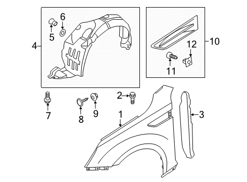 2014 Kia Optima Fender & Components, Exterior Trim Guard Assembly-Front Wheel Diagram for 868112T500