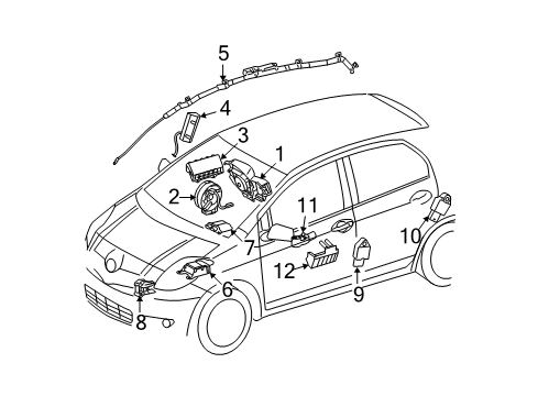 2008 Toyota Yaris Air Bag Components Side Sensor Diagram for 89831-0W040