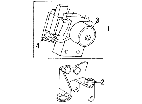 2001 Lincoln Town Car Anti-Lock Brakes ABS Pump Assembly Mount Bracket Diagram for 1W1Z2C304AA