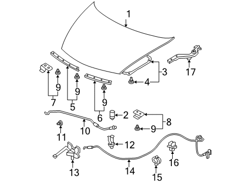 2008 Honda Civic Hood & Components Rubber, R. Hood Seal Diagram for 74121-SVA-A00