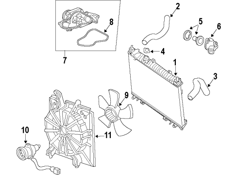 2012 Acura RDX Cooling System, Radiator, Water Pump, Cooling Fan Motor, Cooling Fan Diagram for 19030-RWC-A03