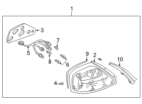 2003 Infiniti Q45 Bulbs Lamp Assembly-Rear Combination, LH Diagram for 26555-AR025