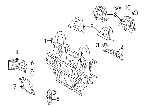 2012 Lexus IS350 Roll Bar & Headrest Assembly Plate, Package Tray Rear End Diagram for 66557-53010-A0