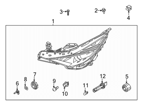 2021 Hyundai Elantra Bulbs Front Holder Assembly Diagram for 92166A9000
