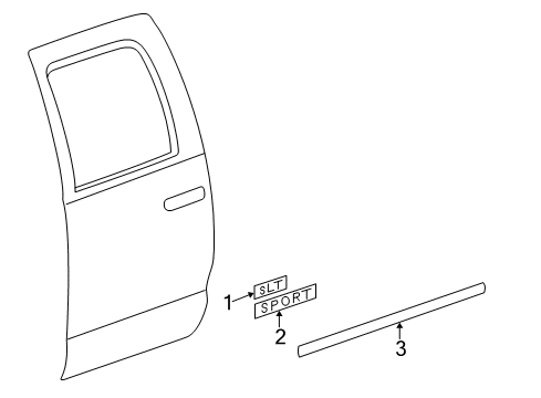 2002 Dodge Ram 1500 Exterior Trim - Rear Door Molding-Rear Door Diagram for 55077172AB