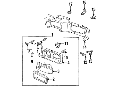 1990 Oldsmobile Cutlass Calais Headlamps Harness Asm Diagram for 16504020