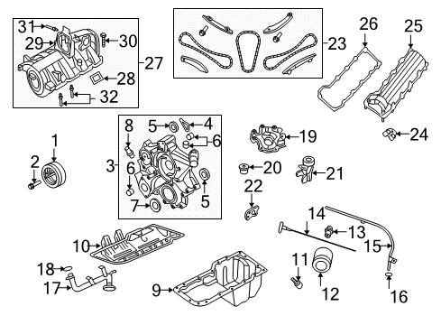 2005 Dodge Ram 1500 Engine Parts, Mounts, Cylinder Head & Valves, Camshaft & Timing, Oil Pan, Oil Pump, Balance Shafts, Crankshaft & Bearings, Pistons, Rings & Bearings Cap-Oil Filler Diagram for 53032389AD