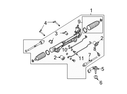 2010 Ford F-150 Steering Column & Wheel, Steering Gear & Linkage Outer Tie Rod Diagram for AL3Z-3A130-A