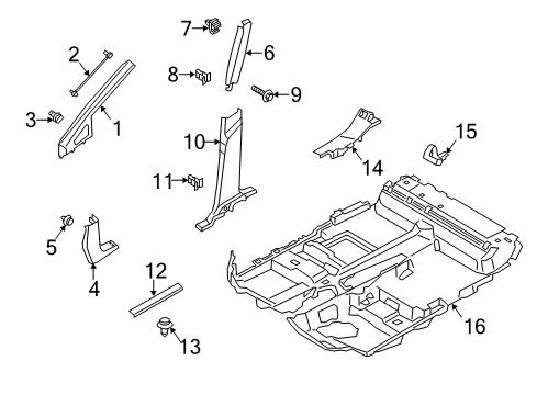 2018 Ford Transit Connect Interior Trim - Pillars, Rocker & Floor Rear Sill Plate Diagram for DT1Z-1713228-AA