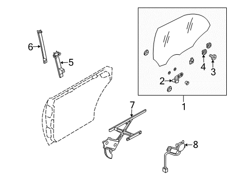 2004 Infiniti M45 Rear Door Guide Assembly - Door Window Regulator, L Diagram for 82241-AG000