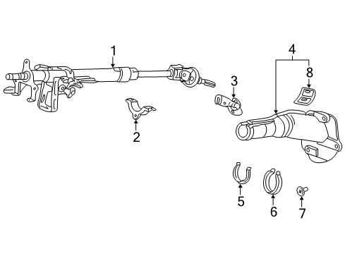 2001 Honda Accord Steering Column, Steering Wheel & Trim Column Assembly, Steering Diagram for 53200-S84-G02