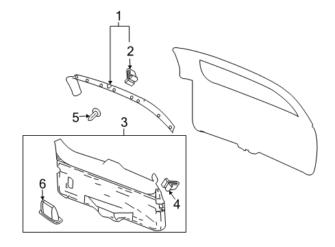 2008 Saab 9-7x Interior Trim - Lift Gate Molding, Lift Gate Window Garnish Diagram for 15136323