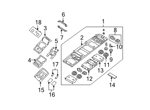 2007 Nissan Quest Overhead Console Lamp Assembly-Spot, Roof Console Diagram for 26430-ZM90B
