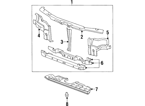 1997 Acura TL Radiator Support Stay, Bulkhead Center Diagram for 60434-SW5-A01ZZ