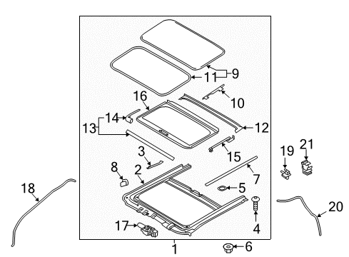 2021 Hyundai Accent Sunroof Spring Base Assembly-Sunroof, LH Diagram for 81696-F9010