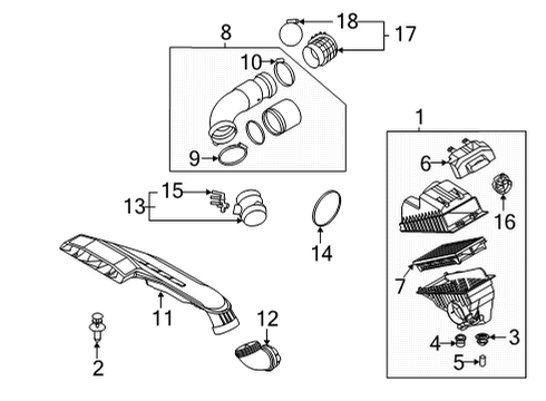 2021 Hyundai Sonata Filters HOSE-AIR INTAKE (B) Diagram for 28139L1600