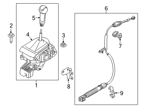 2017 Ford Mustang Gear Shift Control Gear Shift Assembly Diagram for GR3Z-7210-GF