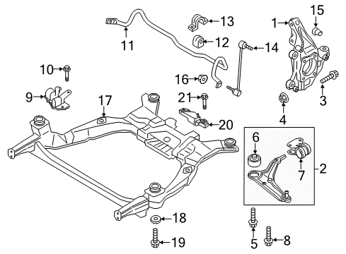 2020 Lincoln MKZ Front Suspension Components, Lower Control Arm, Stabilizer Bar Crossmember Diagram for HG9Z-5C145-A