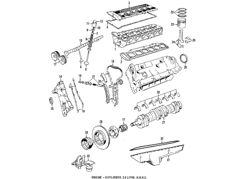 1992 BMW M5 Engine Parts, Mounts, Cylinder Head & Valves, Camshaft & Timing, Oil Pan, Oil Pump, Crankshaft & Bearings, Pistons, Rings & Bearings Guide-Bearing Shell Red Diagram for 11211261033