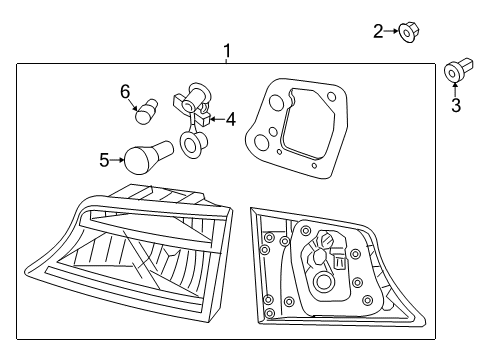 2019 Hyundai Santa Fe XL Bulbs Rear Combination Inside Holder & Wiring Diagram for 92490-B8500