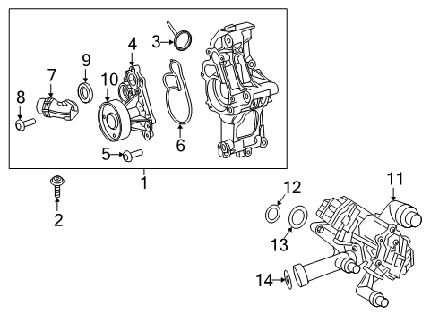 2020 Toyota GR Supra Water Pump Water Pump Assembly Bolt Diagram for 90069-31088