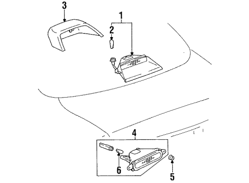 1996 Toyota Celica High Mount Lamps Lamp Assy, Center Stop Diagram for 81570-20230