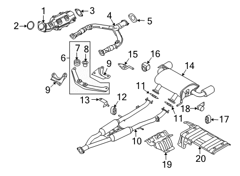 2010 Infiniti FX50 Exhaust Components Three Way Catalytic Converter Diagram for 20802-1CG0A