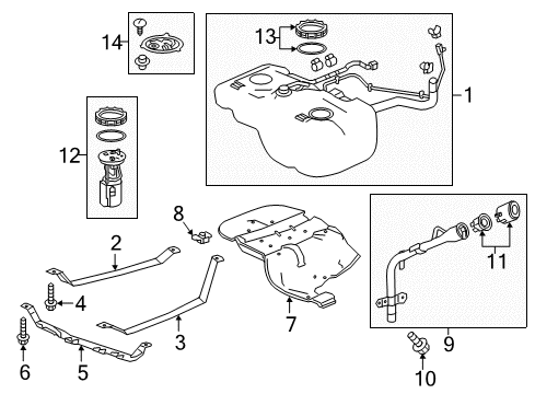 2017 Honda Pilot Fuel Supply Shutter Set, Fuel (Cap Less) Diagram for 17060-TG7-A01