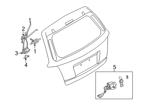 2009 Kia Sorento Tail Gate Tail Gate Outside Handle Assembly Diagram for 812603E000