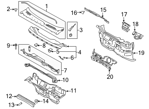 2017 Lincoln MKC Cowl Upper Insulator Diagram for AV6Z-9901588-A