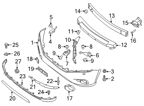 2014 Nissan Pathfinder Front Bumper Screw Diagram for 01466-00022