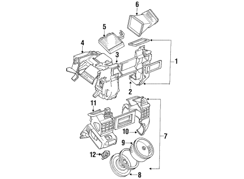 1990 Geo Tracker Heater Core & Control Valve Valve, Defroster Diagram for 96059020