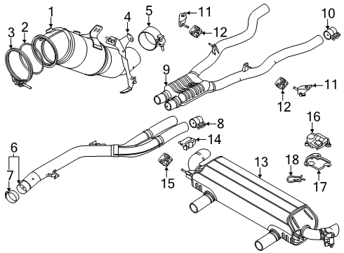 2022 BMW 840i Exhaust Components CENTER MUFFLER WITH PIPES Diagram for 18309488150