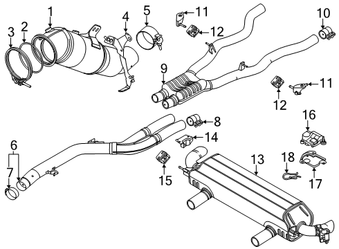 2022 BMW 840i Exhaust Components REAR MUFFLER WITH EXHAUST FL Diagram for 18308744799