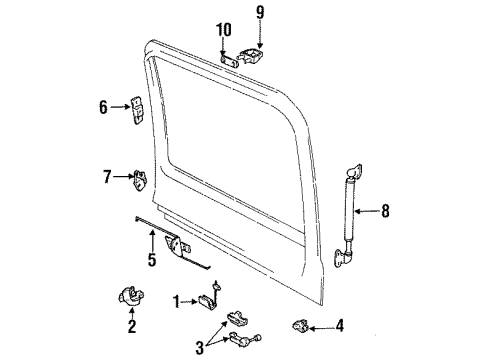 1991 Toyota Land Cruiser Lift Gate Back Door Stay Assembly Left Diagram for 68960-60020