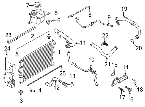 2022 Ford Explorer Radiator & Components By-Pass Hose Diagram for K2GZ-8597-A