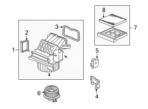 2008 Acura RDX A/C & Heater Control Units Blower Sub-Assembly Diagram for 79305-STK-A41