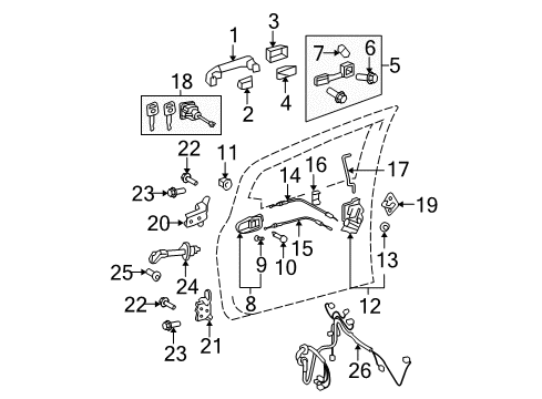 2010 Toyota Yaris Front Door Handle, Outside Diagram for 69211-12220-J0