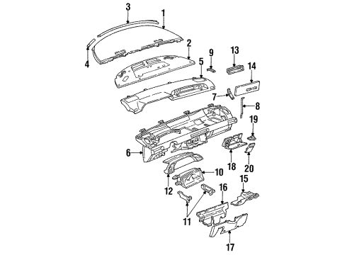 1995 Oldsmobile Silhouette Instrument Panel Filler Asm-Instrument Panel Steering Column Opening *Gray Diagram for 10203100
