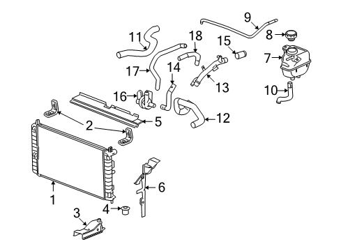 2008 Chevrolet Malibu Radiator & Components Auxiliary Pump Diagram for 15873860
