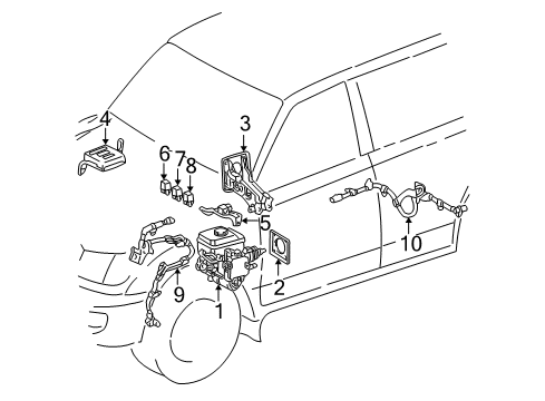2000 Toyota Land Cruiser ABS Components Actuator Assembly Diagram for 47050-60012