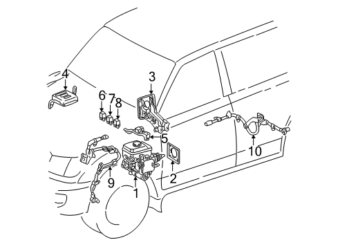 2000 Toyota Land Cruiser ABS Components Brake Booster Assy, W/Master Cylinder Diagram for 47050-60041