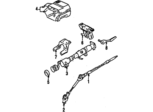 1988 Toyota MR2 Steering Column & Wheel, Steering Gear & Linkage Shaft Sub-Assy, Steering Main Diagram for 45210-17010