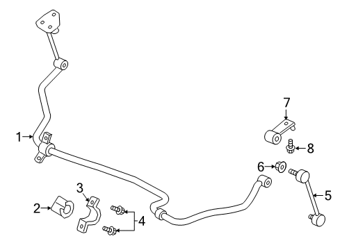 2016 Nissan Titan XD Stabilizer Bar & Components - Rear Bolt Diagram for 54459-8J00A