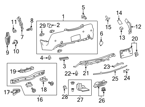 2022 Lexus LC500 Bumper & Components - Rear Extension, Rear Bumper Diagram for 52152-11030