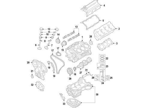 2018 Infiniti Q70 Engine Parts, Mounts, Cylinder Head & Valves, Camshaft & Timing, Variable Valve Timing, Oil Cooler, Oil Pan, Oil Pump, Crankshaft & Bearings, Pistons, Rings & Bearings Guide-Chain, Tension Side Diagram for 13085-4AY0A