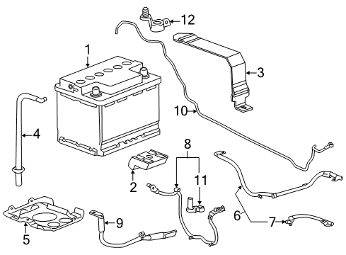 2015 Chevrolet Volt Hybrid Components, Battery, Cooling System Battery Cable Diagram for 23167047