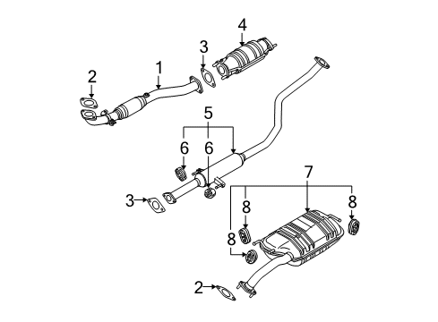 2004 Kia Spectra Exhaust Components Catalytic Converter Assembly Diagram for 2895023970