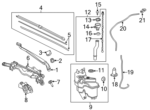 2020 Toyota Prius Wipers Wiper Arm Diagram for 85211-47180